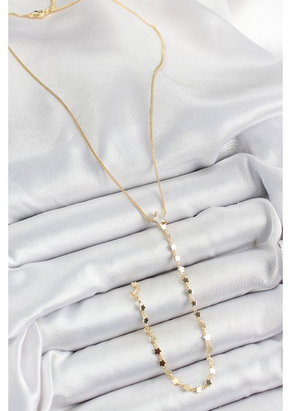 Pirinç Zirkon Taşlı Yıldız Figürlü Y Model Gold Renk Kadın Kolye - EBJ250628W35854 fiyatları