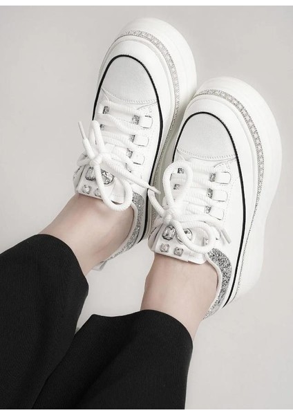 Guja 25Y423-7 Kadın Hakiki Deri 36/41 Yüksek Taban Taşlı Sneaker Ayakkabı