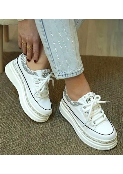 Guja 25Y423-7 Kadın Hakiki Deri 36/41 Yüksek Taban Taşlı Sneaker Ayakkabı fiyatları
