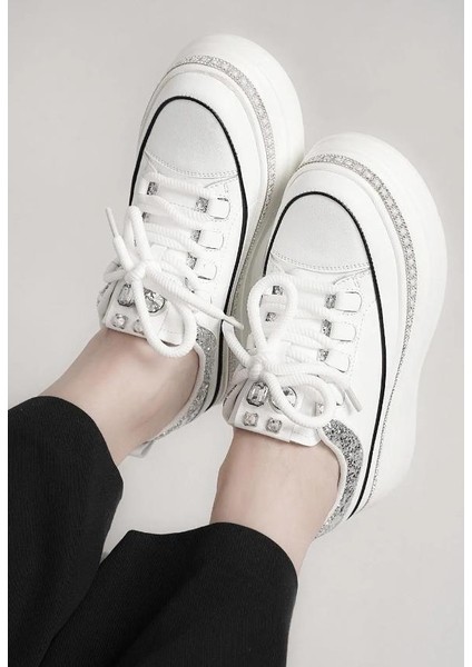 Guja 25Y423-7 Kadın Hakiki Deri 36/41 Yüksek Taban Taşlı Sneaker Ayakkabı indirimleri