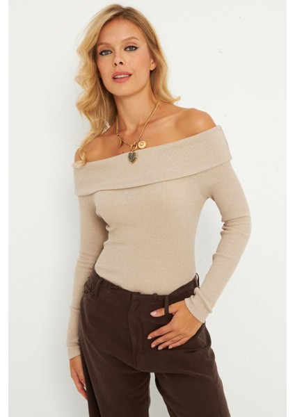 Kadın Taş Madonna Yaka Kaşkorse Bluz XL2210 fırsatları
