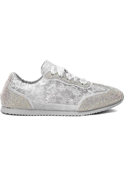 Guja 25Y487 Kadın Gümüş Taşlı Güpürlü Saten Bağcıklı Sneaker Ayakkabı fiyatları
