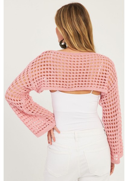 Kadın Pembe Ajurlu Bolero YV115 fiyatları
