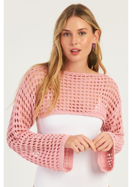 Kadın Pembe Ajurlu Bolero YV115 modelleri