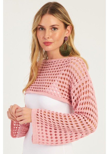 Kadın Pembe Ajurlu Bolero YV115 fırsatları