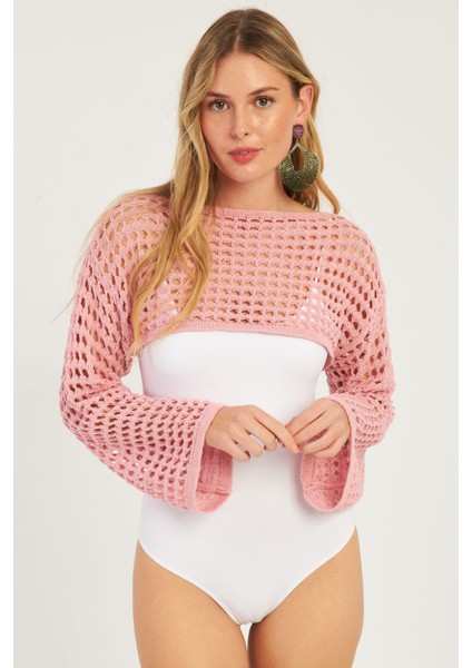 Kadın Pembe Ajurlu Bolero YV115 indirimleri