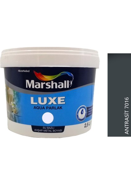 Luxe Aqua Parlak Su Bazlı Boya Ahşap & Metal 2.5 Lt Antrasit