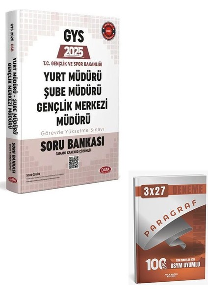 Data 2025 Gys Gençlik ve Spor Bakanlığı Yurt, Şube, Gençlik Merkezi Müdürü Soru Bankası+Anla Kazan Paragraf