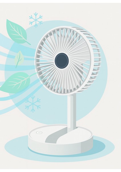 Yüksekliği Ayarlanabilir 31CM - 37 cm Taşınabilir Masaüstü Mini USB Fan Şarj Edilebilir Telefon Tutuculu 3 Kademeli Vantilatör Soğutucu Mini Fan (Fs-21 - Beyaz)