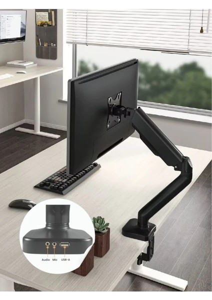 Tekli Gaz Basınçlı Monitör Kolu 17 "-32" 9kg Mikrofon-Ses / USB Çıkışlı