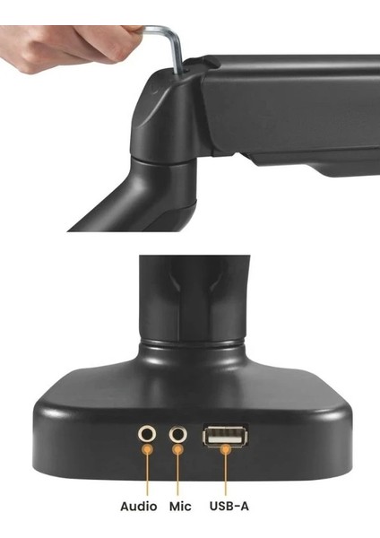 Tekli Gaz Basınçlı Monitör Kolu 17 "-32" 9kg Mikrofon-Ses / USB Çıkışlı