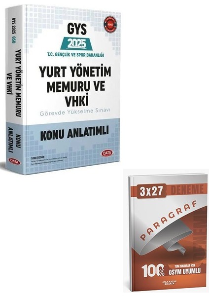 Data 2025 Gys Gençlik ve Spor Bakanlığı Yurt Yönetim Memuru ve Vhki Konu Anlatımlı+Anla Kazan Paragraf
