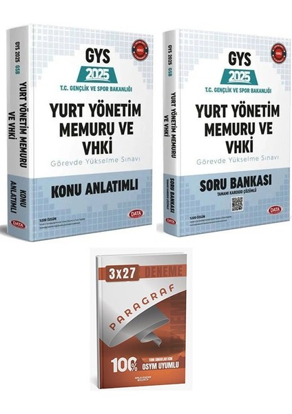 Data 2025 Gys Gençlik ve Spor Bakanlığı Yurt Yönetim Memuru ve Vhki Konu+Soru+Anla Kazan Paragraf