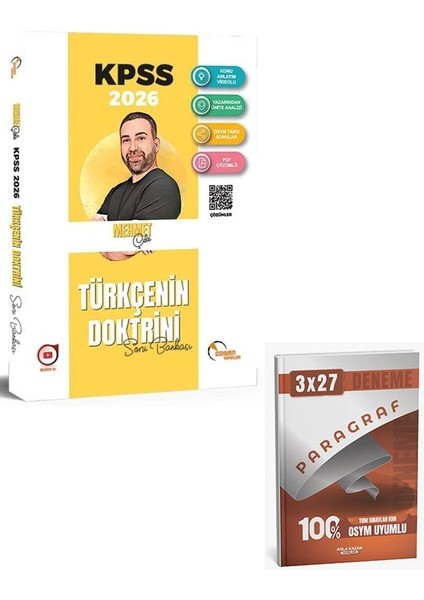 Doktrin 2026 Kpss Türkçenin Doktrini Soru Bankası Çözümlü+Anla Kazan Paragraf
