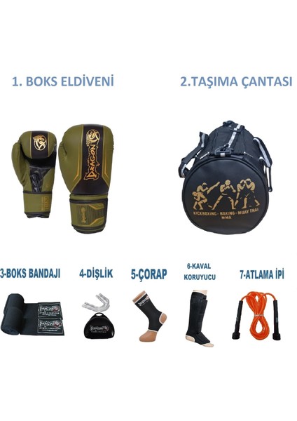 Gifttoom, Kıck Boks Sporcu Çantalı Antrenman Seti Boxing, Dragon Legacy Boks Eldiveni ve Ekipmanı