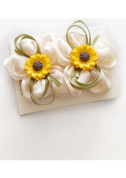 Tül Çiçekli Toka 2'li - Handmade