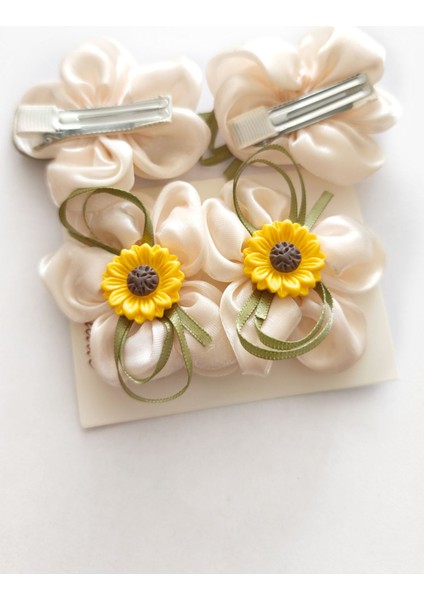 Tül Çiçekli Toka 2'li - Handmade