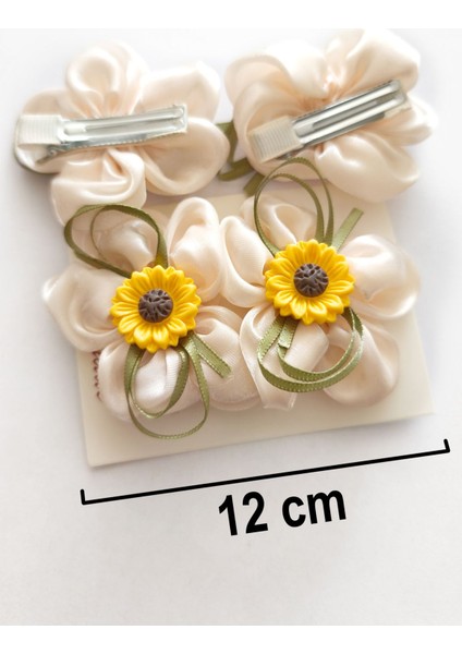 Tül Çiçekli Toka 2'li - Handmade