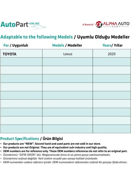 Toyota Lexus için Ayna Dişlisi fiyatları