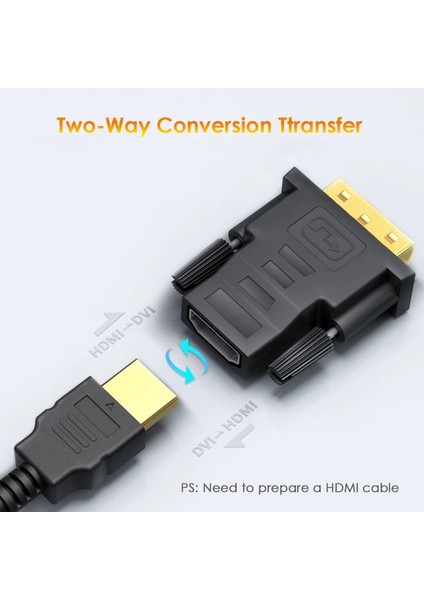 24+5 Dvı To HDMI Uyumlu Kablo Adaptörü DVI Erkek Kadın Çift Yönlü Konnektör Dönüştürücü Projektör Dizüstü Bilgisayar Monitör Tv Kutusu Çevirici Adaptör
