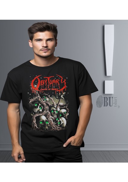 'obituary - Cause Of Death‘ Baskılı 'regular-Fit' Unisex Tişört