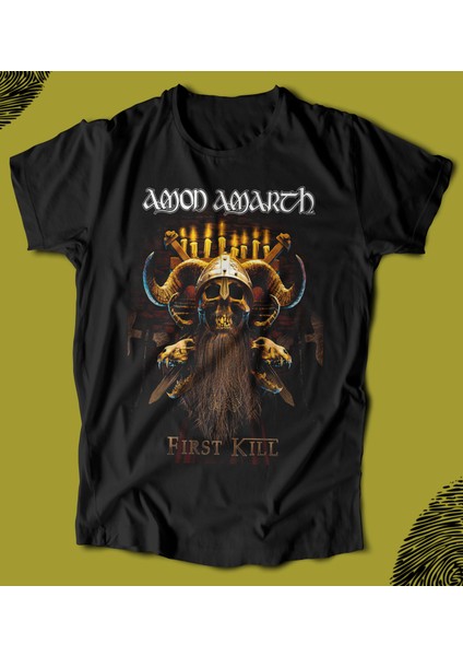 'amon Amarth - First Kill‘ Baskılı 'regular-Fit' Unisex Tişört