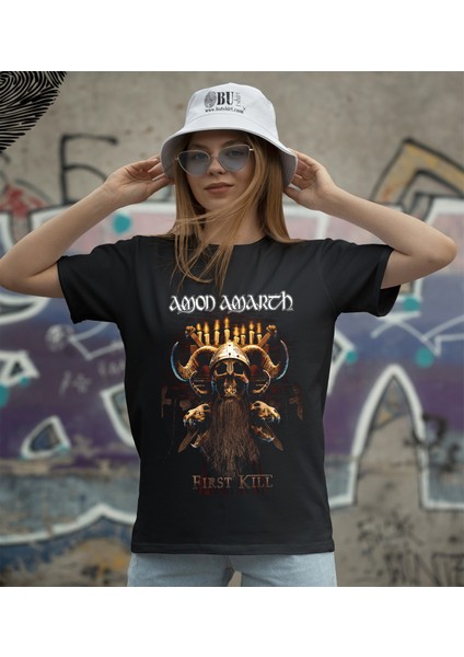 'amon Amarth - First Kill‘ Baskılı 'regular-Fit' Unisex Tişört