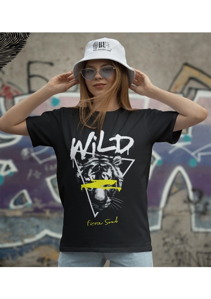 'wild - Tiger - Fierce Soul' Baskılı 'regular-Fit' Unisex Tişört