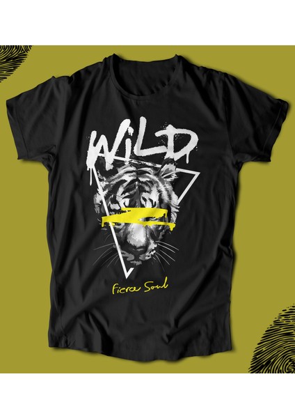 'wild - Tiger - Fierce Soul' Baskılı 'regular-Fit' Unisex Tişört