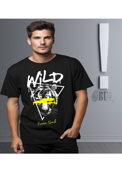 'wild - Tiger - Fierce Soul' Baskılı 'regular-Fit' Unisex Tişört modelleri