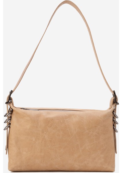 Capella Kadın Baget Çanta Gerçek Deri Bej