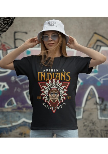 'ındians Native Tribes - Kızılderili Şef‘ Baskılı 'regular-Fit' Unisex Tişört