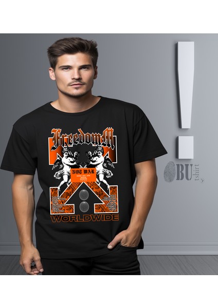 'freedom - Not War‘ Baskılı 'regular-Fit' Unisex Tişört modelleri