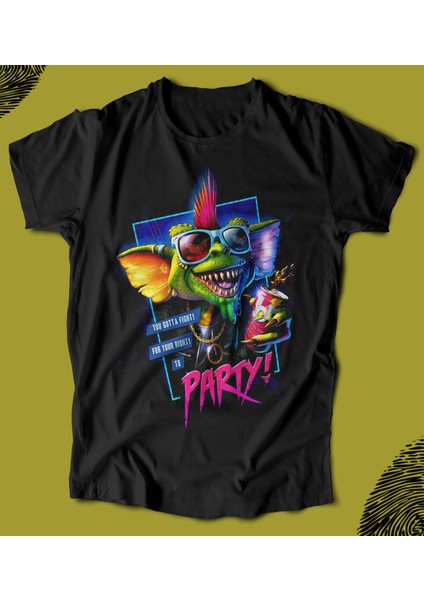 'gremlins - Party' Baskılı 'regular-Fit' Unisex Tişört