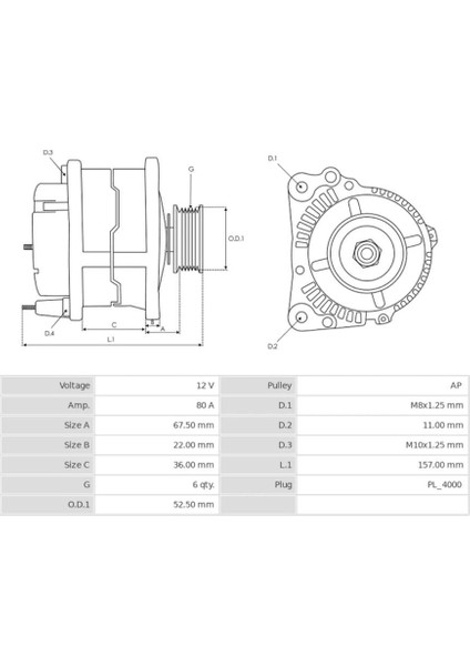 12V Alternatör Dinamo 80 A (4 Fiş) (S-M/dfm-Ig-L) Toyota Aurıs/corolla/urban Cruıser/yarıs indirimleri