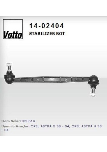14-2404 Stabilizer Z Rotu Astra G 98-04 Astra H 04- Zafira 98-