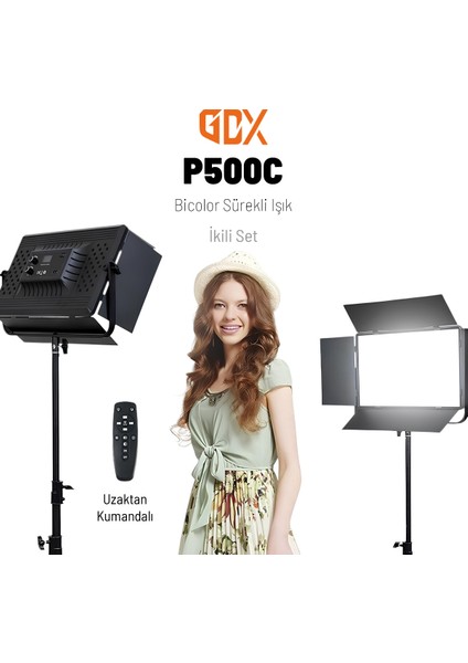 P500C Bicolor Profesyonel Ikili LED Panel Video ve Fotoğraf Stüdyo Işık Seti