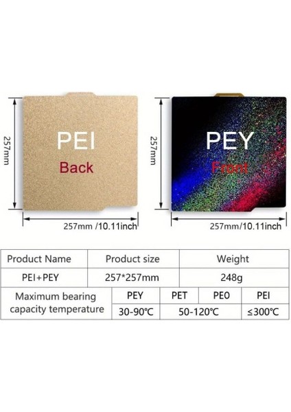 Bambu Lab X1-P1P-P1S Peı+Pey Kaplı Yay Çeliği Manyetik Tabla - 257X257MM modelleri