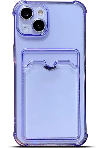 iPhone 13 Mini Uyumlu Kamera Korumalı Kartlıklı Köşeleri Airbag Tasarımlı Darbe Önleyici Şeffaf Silikon Kılıf