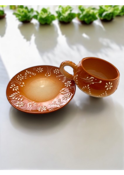 Dekoratif Şık Tasarım Tamamen El Yapımı Kahverengi 1 Kişilik Kahve Fincanı fiyatları