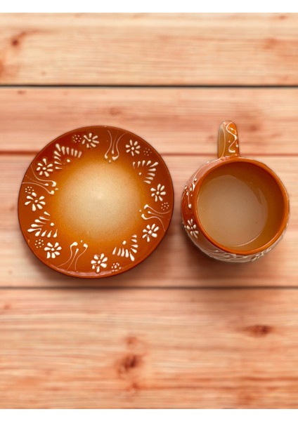 Dekoratif Şık Tasarım Tamamen El Yapımı Kahverengi 1 Kişilik Kahve Fincanı modelleri