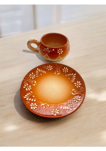 Dekoratif Şık Tasarım Tamamen El Yapımı Kahverengi 1 Kişilik Kahve Fincanı fırsatları