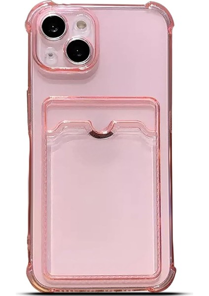 iPhone 13 Mini Uyumlu Kamera Korumalı Kartlıklı Köşeleri Airbag Tasarımlı Darbe Önleyici Şeffaf Silikon Kılıf