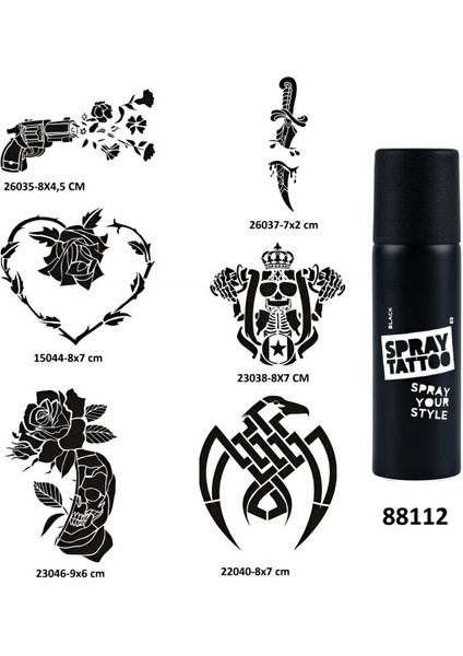 Silah Kartal Spray Tattoo Geçici Dövme Seti Dark Sprey Dövme Kiti