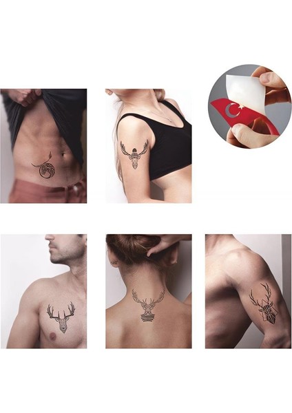 Geyik Desenleri Hint Kınası ile Geçici Dövme Yapma Seti