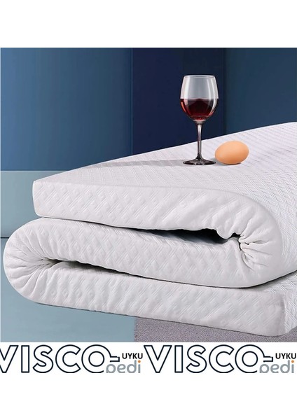 Visco Ortopedik Uyku Pedi,yatak Koruyucusu,yer Yatağı 7 cm Kalınlığında,2 Adet Yastık Kılıfı Hediyeli