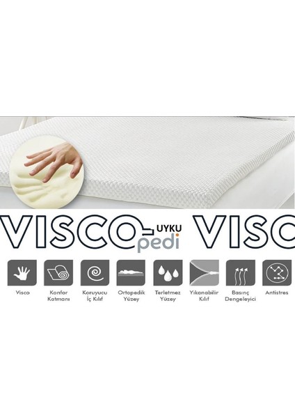 Visco Ortopedik Uyku Pedi,yatak Koruyucusu,yer Yatağı 7 cm Kalınlığında,2 Adet Yastık Kılıfı Hediyeli fırsatları