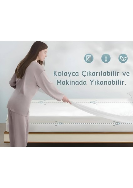 Visco Ortopedik Uyku Pedi,yatak Koruyucusu,yer Yatağı 7 cm Kalınlığında,2 Adet Yastık Kılıfı Hediyeli