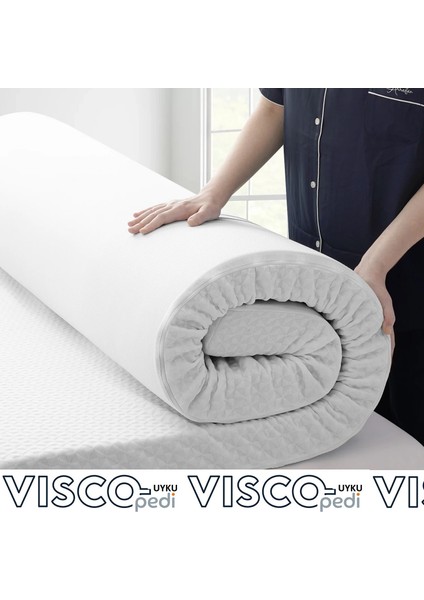 Visco Ortopedik Uyku Pedi,yatak Koruyucusu,yer Yatağı 7 cm Kalınlığında,2 Adet Yastık Kılıfı Hediyeli