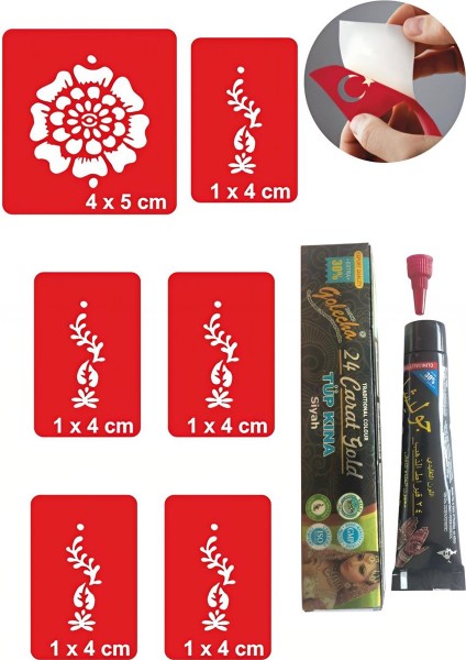 El Üstü Çiçek Hint Kınası ile Geçici Dövme Yapma Seti